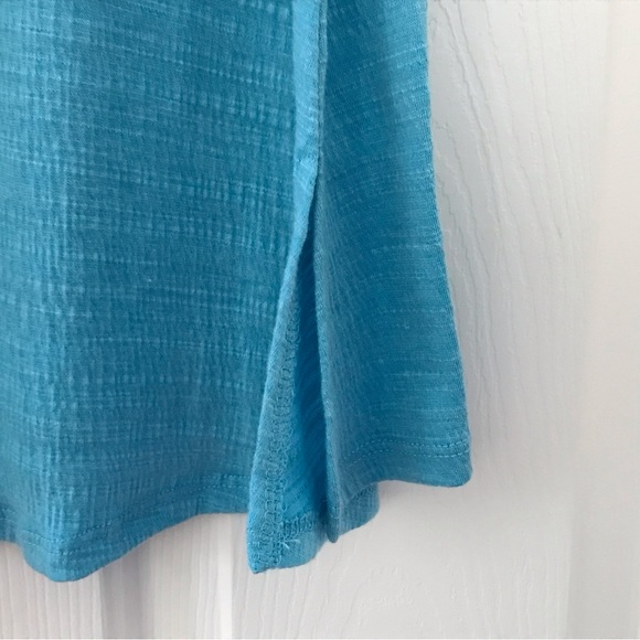 CABLE and GAUGE Aqua Sleeveless Vee Neck Lace Trim Shirt Size M - Picture 5 of 7